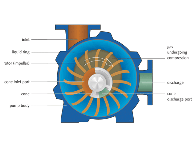 Pompe à vide à anneau liquide conique