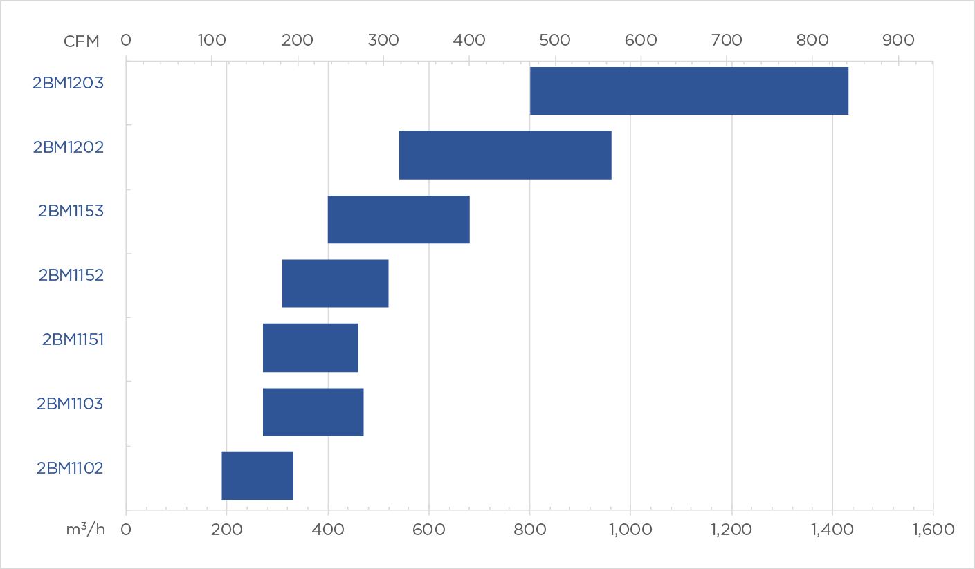 2BM Mag Drive Capacity Chart